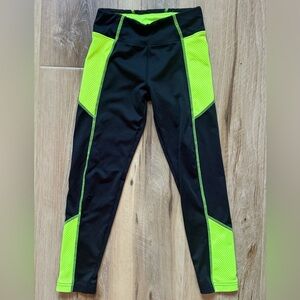 Justice Black and Neon Green Kids Leggings